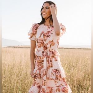 Rachel Parcell Pink Floral Midi Dress